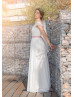 Cap Sleeves Ivory Lace Chiffon Lovely Wedding Dress